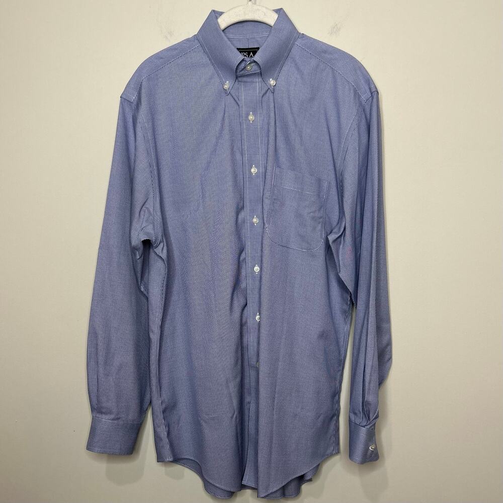 Jos. A. Bank Traveler Dress Shirt 15 1/2" x 33" Tailored Fit Micro Houndstooth